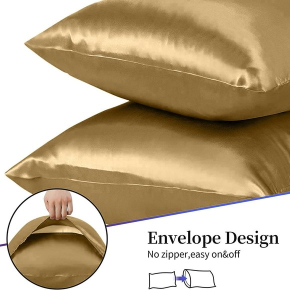 Oussum Silky Satin Cream Pillow Case for Home Decor Pillowcase Set of 2 - Picture 7 of 11